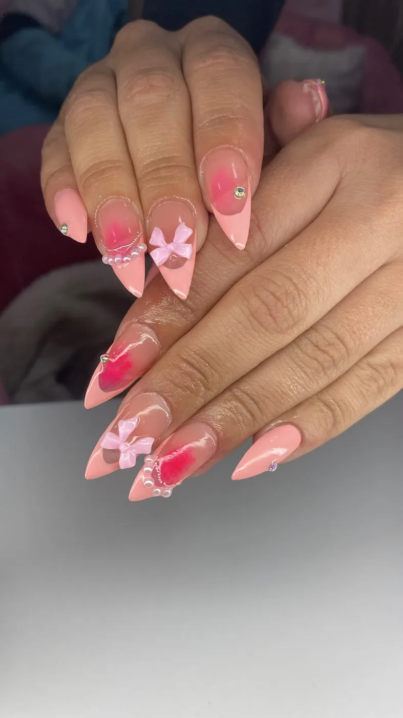 Soft gel: Rosado con moños